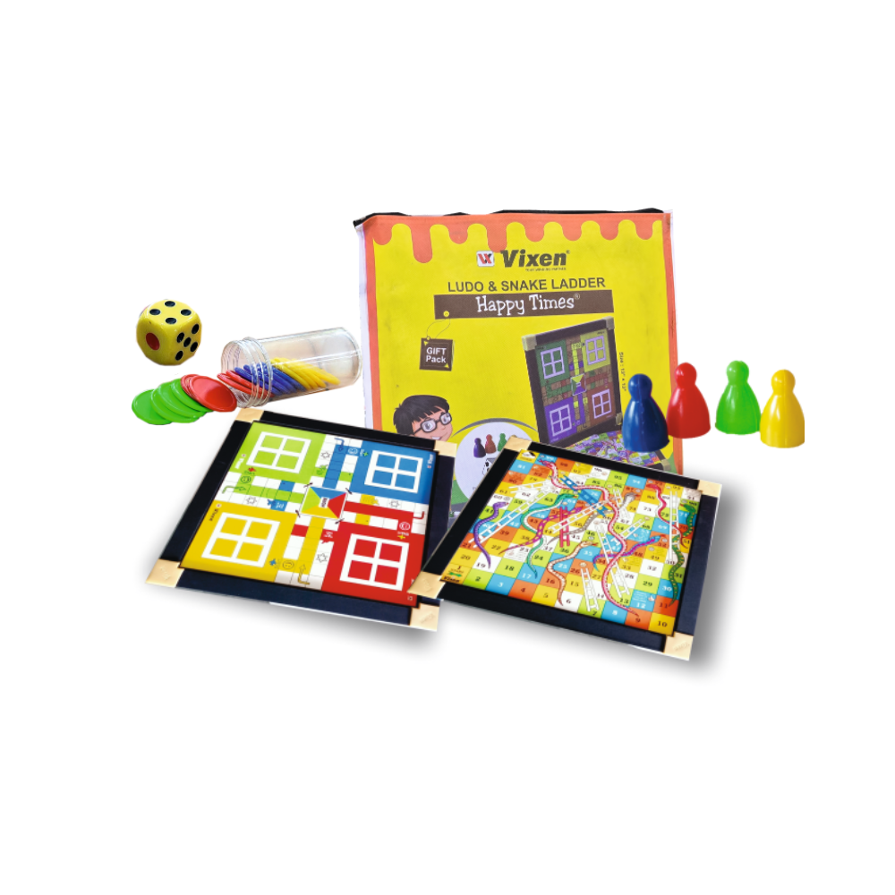LUDO & SNAKE LADDER WOODEN HAPPY TIMES