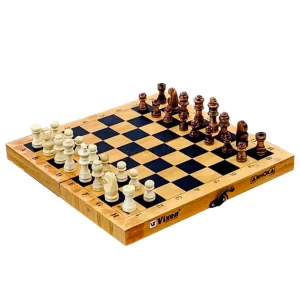 CHESS BOARD FOLDABLE ASHOKA WOODEN COINS ASHOKA