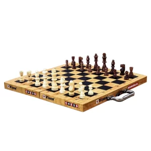 CHESS BOARD FOLDABLE MAHARAJA WOOD COINS SMALL PINE